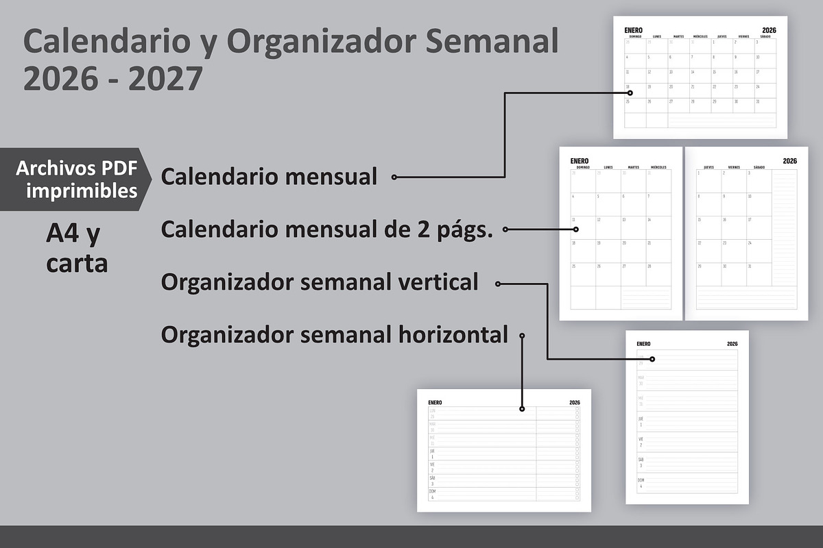 Calendario y Organizador 2026-2027., a Stationery Template by Padrinan (Photo 4 of 4)