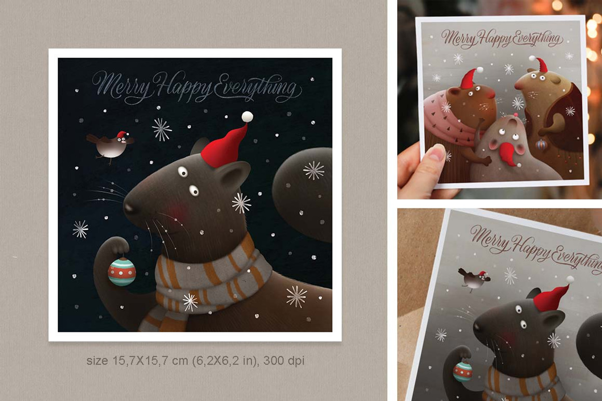 Animal Christmas Greeting Cards, an Animal Illustration by CosyPic (Photo 4 of 5)