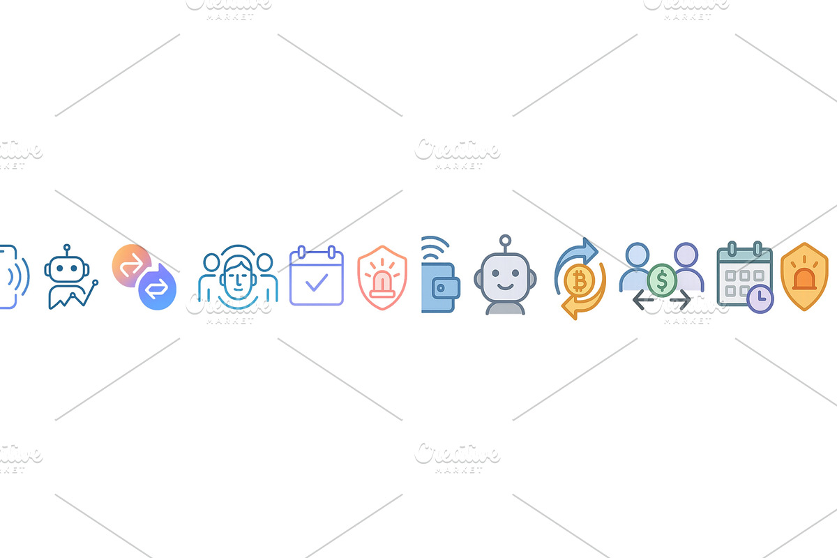 Various colorful icons representing, a Technology Illustration by ZinetroN