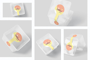 Square Plastic Box Label Mockups