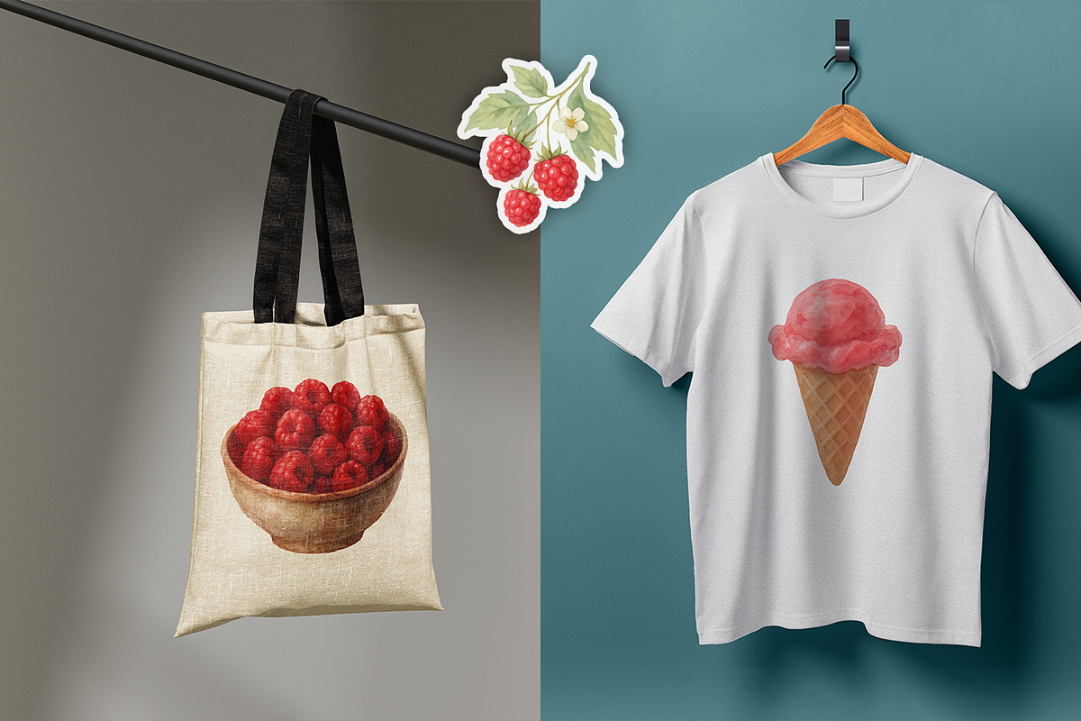 Raspberry Clipart & Patterns Bundle, a Food Illustration by MuzaArtStudio (Photo 6 of 14)