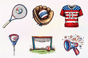 Patriotic Sports Elements Clipart, an Illustration by CreationArt (Thumbnail 2 of 5)