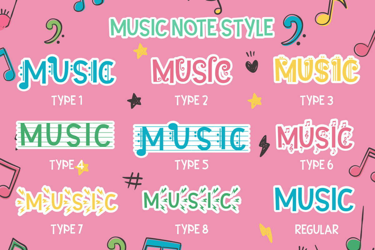 Music Note - Quirky Display Music, a Font by PutraCetol Studio (Photo 5 of 11)