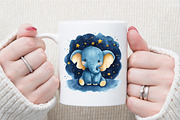 Elephant Watercolor Cliparts, an Illustration by Sublimation Artist (Thumbnail 5 of 6)