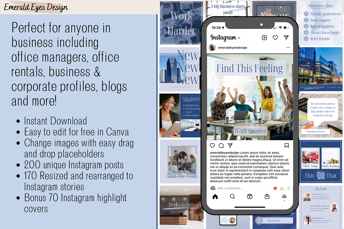 440 Canva Blue Business Corporate, a Social Media Template by Emerald Eyes Design (Photo 2 of 12)