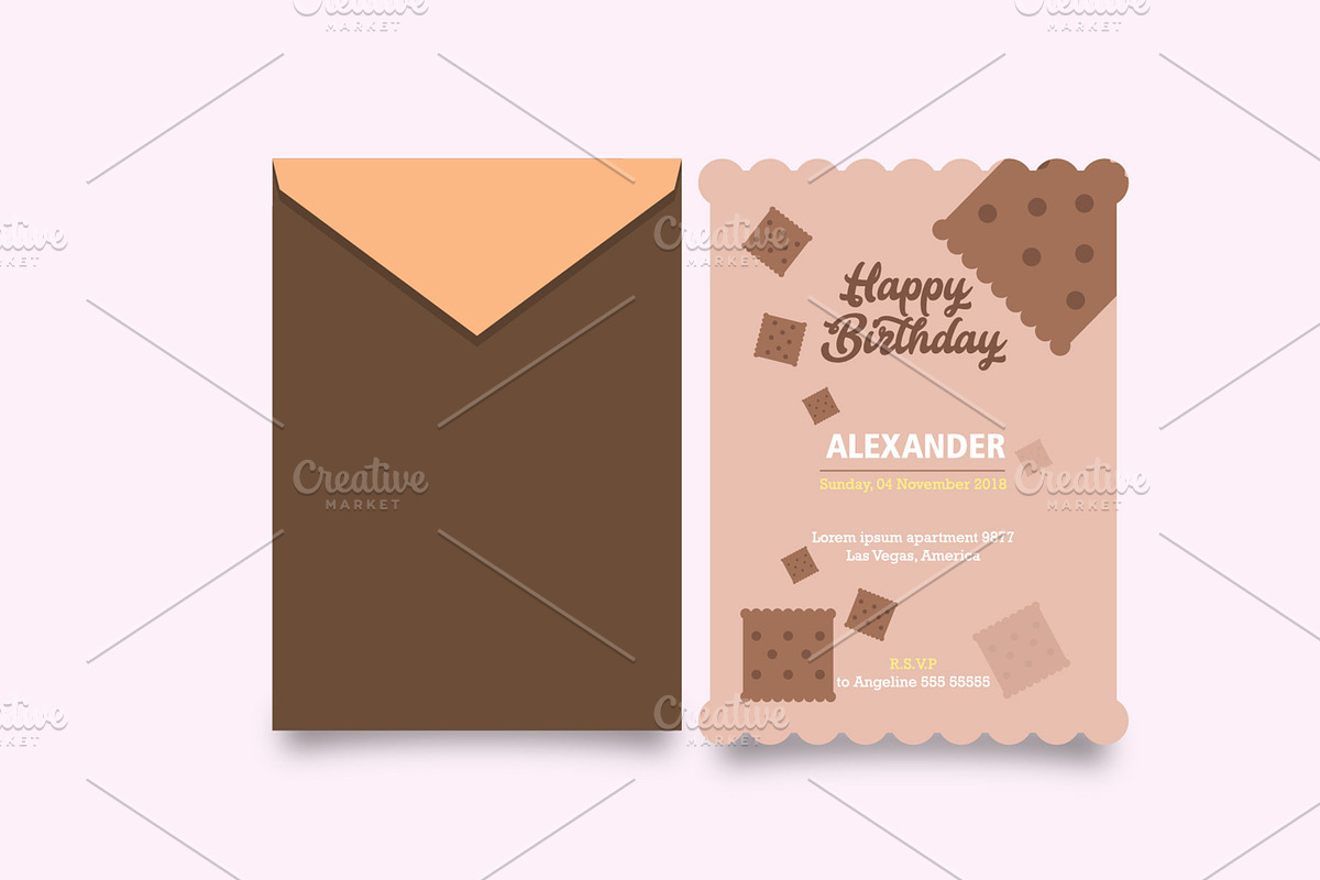 birthday  invitation with choco bisq, a Card Template by bungamustia