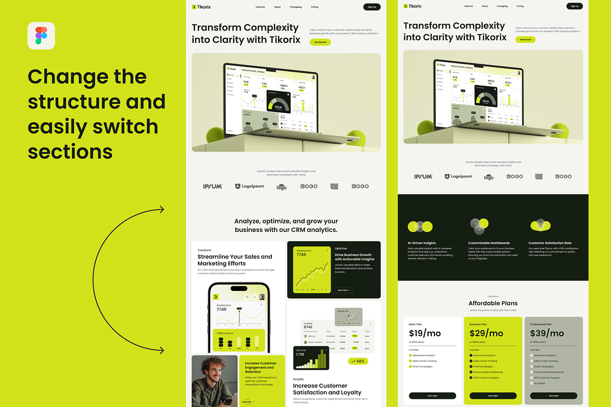 Tikorix. Website template, an UI Kit Template by Brandarnia (Photo 6 of 7)