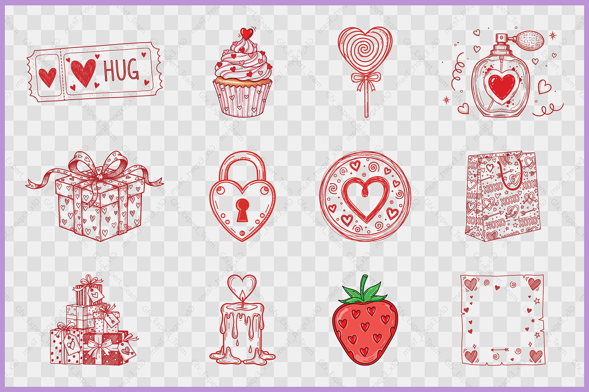 Valentines Doodle Clipart SVG Bundle, a Seasonal Illustration by Gfx Expert Team (Photo 2 of 15)