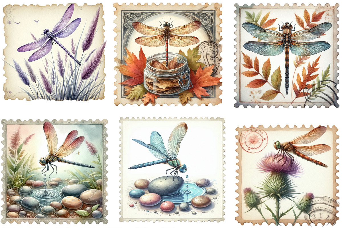 Dragonfly Postage Stamps Clipart, an Illustration by Designking (Photo 3 of 4)