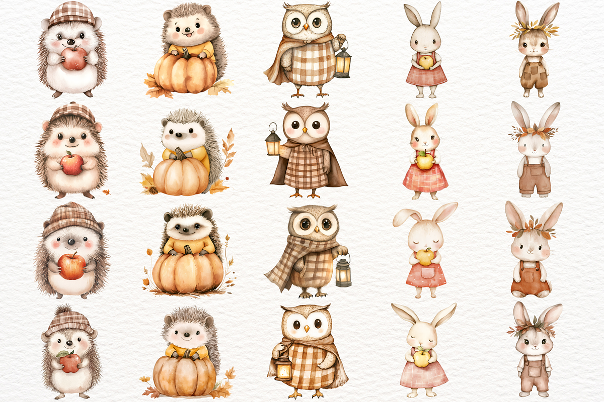 Fall Woodland Clipart Autumn Animals, an Animal Illustration by SugarCloudStudioArt (Photo 2 of 6)