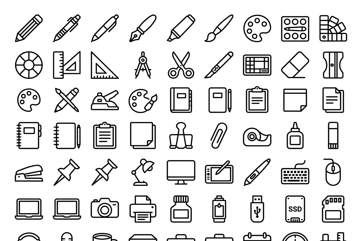 41 Creative Studio Supplies Icons, an Outline Icon by adenpinkstore (Photo 2 of 13)