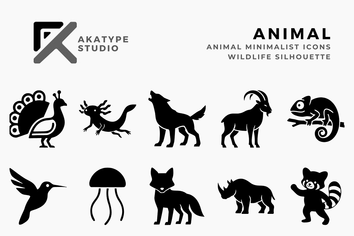 Minimalist Animal Icons, a Solid Icon by Akatype Studio (Photo 1 of 3)