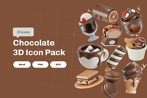 Chocolate 3D Icon Pack, a Food & Drink 3D Model by Nate Studios