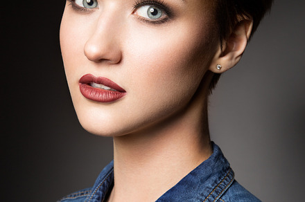 Portrait of beautiful girl with short hair stock photo containing background, a Beauty & Fashion Photo by korabkova