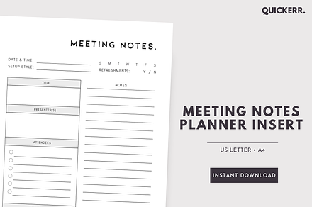 Meeting Notes Printable Planner