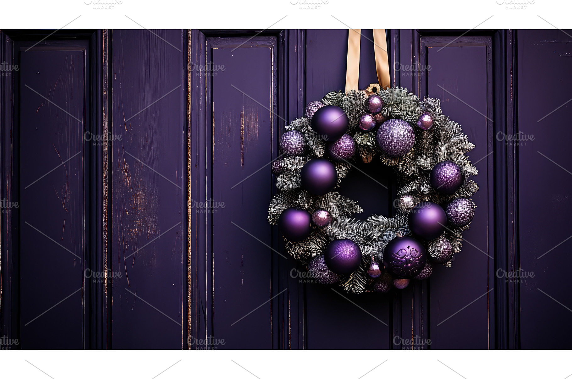 door purple christmas ball ai, a Holiday Photo by pikepicture