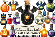 Halloween Potion bottle Clipart Set, an Illustration by Craft Nest (Thumbnail 1 of 4)