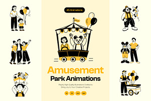 Animated Amusement Park Drawing Set, a Solid Icon by Vectors Market