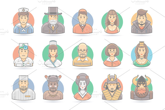 Flat People Cartoon Icons Set