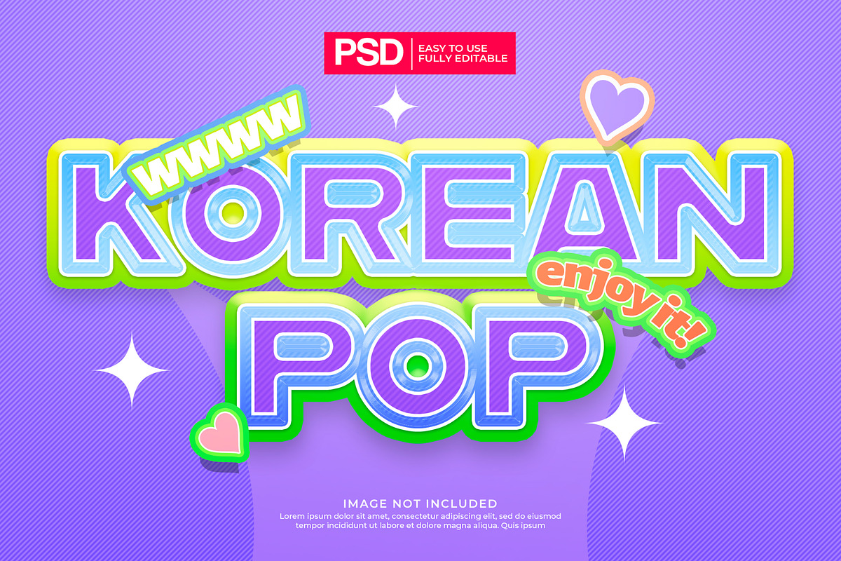 K-Pop y2k Editable Text Effects Pack