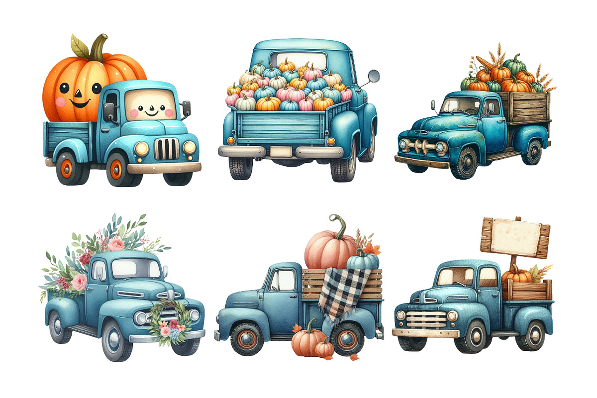 Autumn Truck with Pumpkins Clipart, an Illustration by Daily.Designs (Photo 3 of 5)