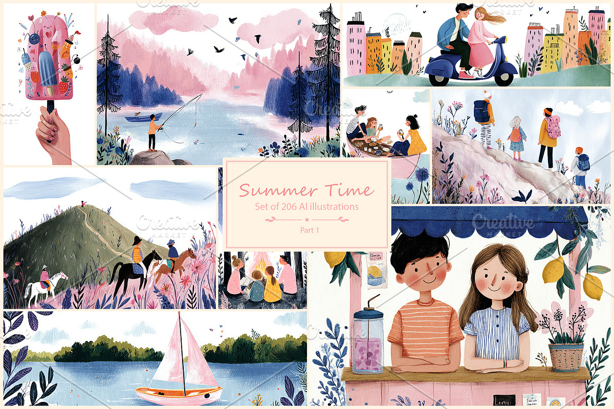Summer- 206 AI illustrations, an Illustration by Pundateam (Photo 1 of 7)