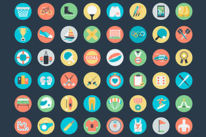 100 Flat Sports Icons