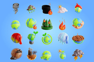 3D Climate Change Icon