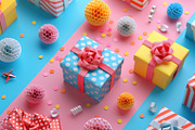 86 Gift boxes with ribbons and bows, a Holiday Photo by Handmadefont (Thumbnail 62 of 90)