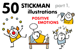 Cartoon positive emotions set 1., an Illustration by eka panova