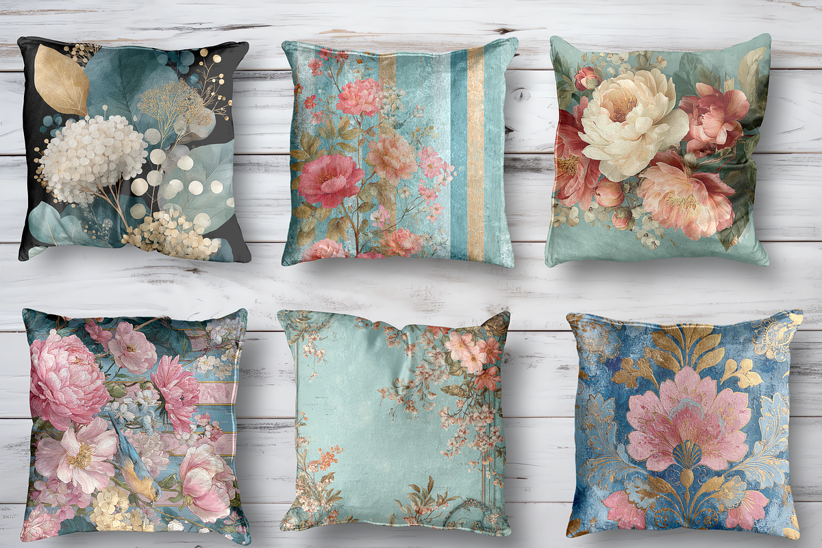 Aqua Blue Shabby Chic Digital Papers, a Pattern Graphic by LA Design (Photo 5 of 10)
