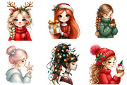 Hair Girl Christmas Sublimation Clip, an Illustration by DreamArtGraphic (Thumbnail 2 of 5)