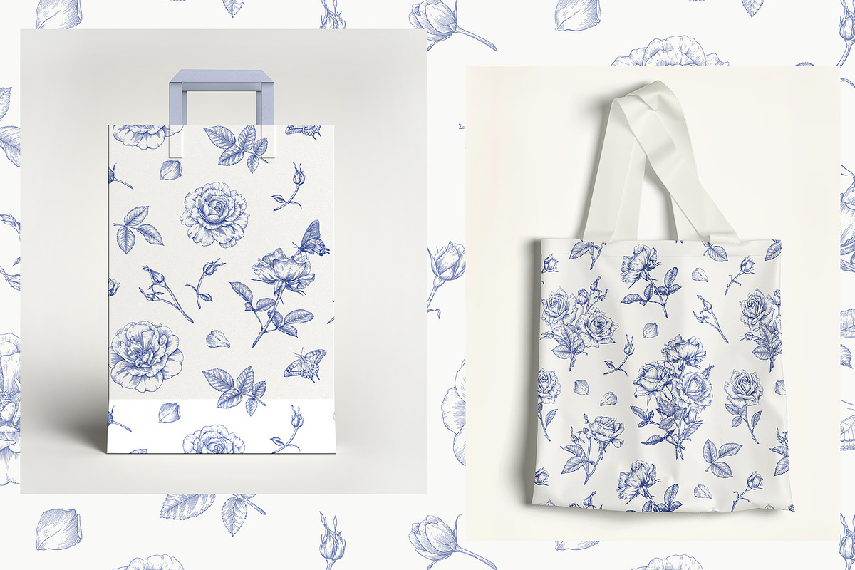 Vintage Seamless Patterns Blue Toile, a Pattern Graphic by ON_lineart_store (Photo 7 of 10)