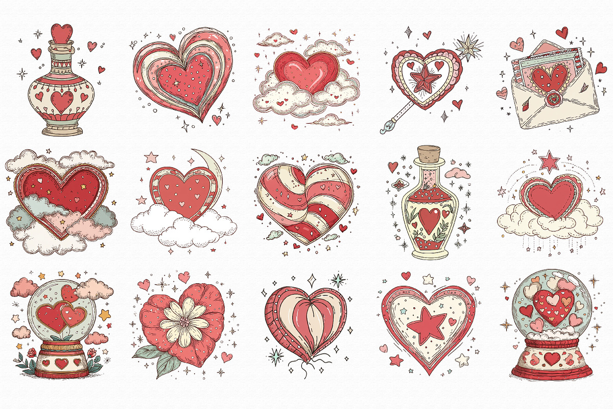 Whimsical Dreamy Valentine Clipart, an Illustration by Libby Wishes (Photo 5 of 6)