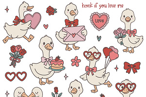 Valentine Geese PNG SVG Clipart