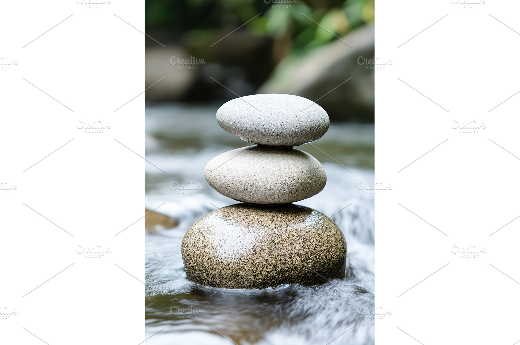 Balanced stones in flowing stream, a Nature Photo by Lermont51