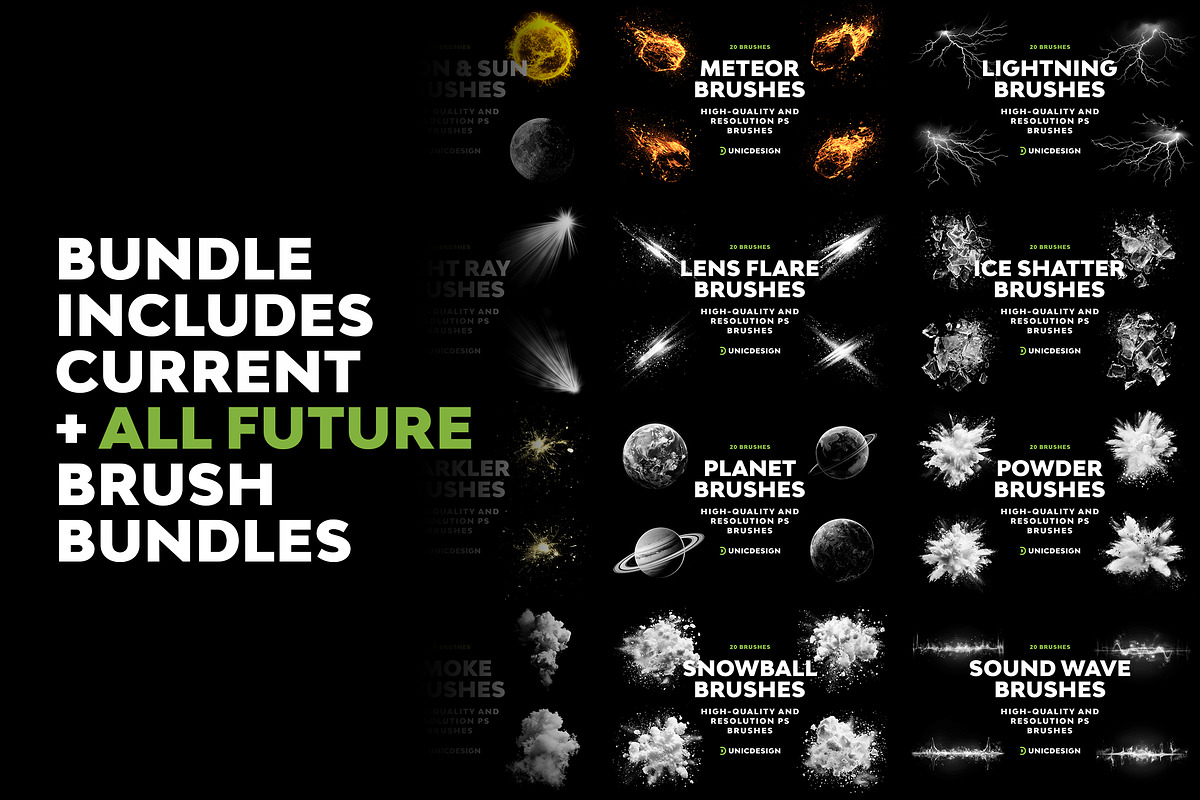 All Brushes Bundle 8000+ (1.0.3), a Brush Add-On by UnicDesign (Photo 4 of 6)