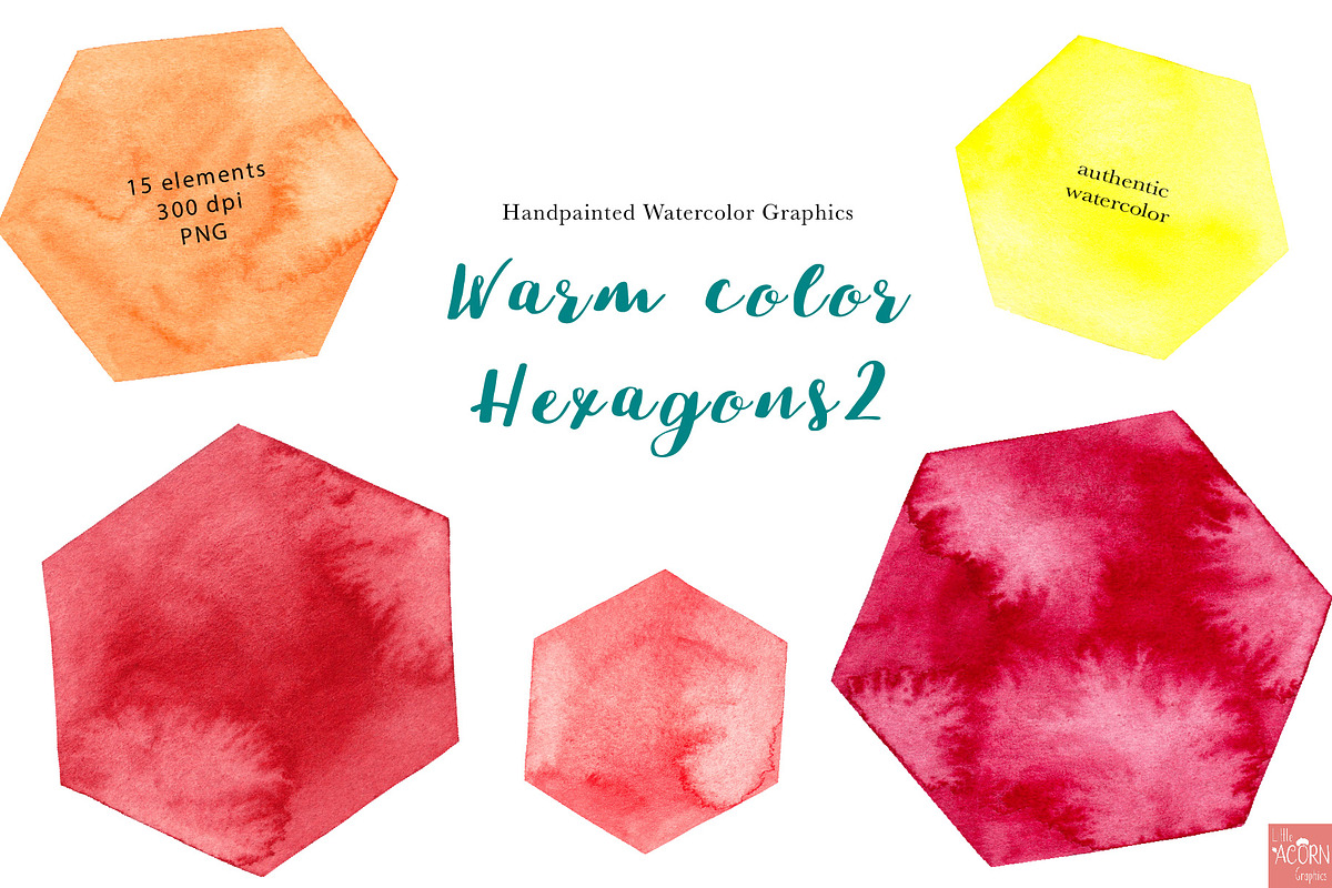 Sunny Watercolor Hexagons, an Object Graphic by LittleAcornGraphics (Photo 4 of 4)