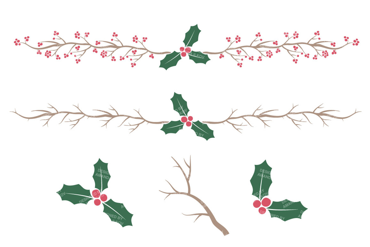Red & Green Vector Holly & Textures, an Illustration by Amanda Ilkov (Photo 4 of 5)
