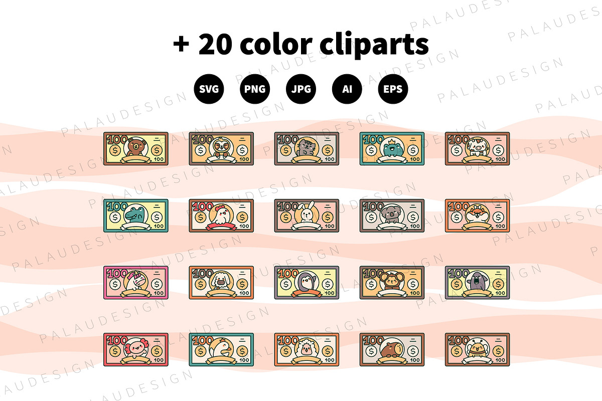 Cute Kawaii Dollar with Animals, an Animal Illustration by Palau (Photo 10 of 12)