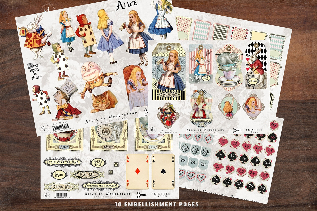 Alice in Wonderland Junk Journal Kit, an Illustration by meribela (Photo 5 of 7)