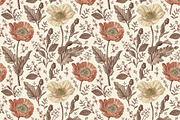 Seamless Set Flowers Poppy Poppies, a Pattern Graphic by Vintage (Thumbnail 4 of 11)