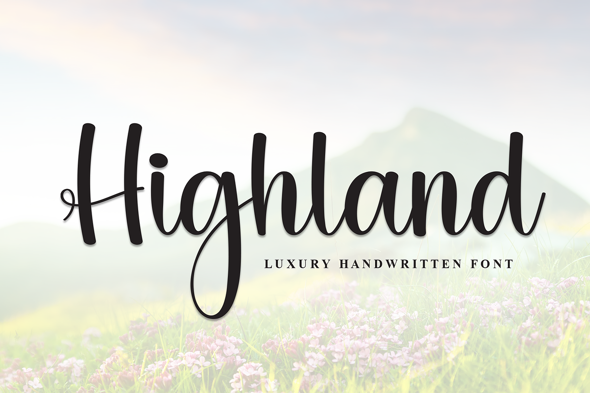 Highland | Script Font, a Handwritten Font by Scratchones (Photo 1 of 8)