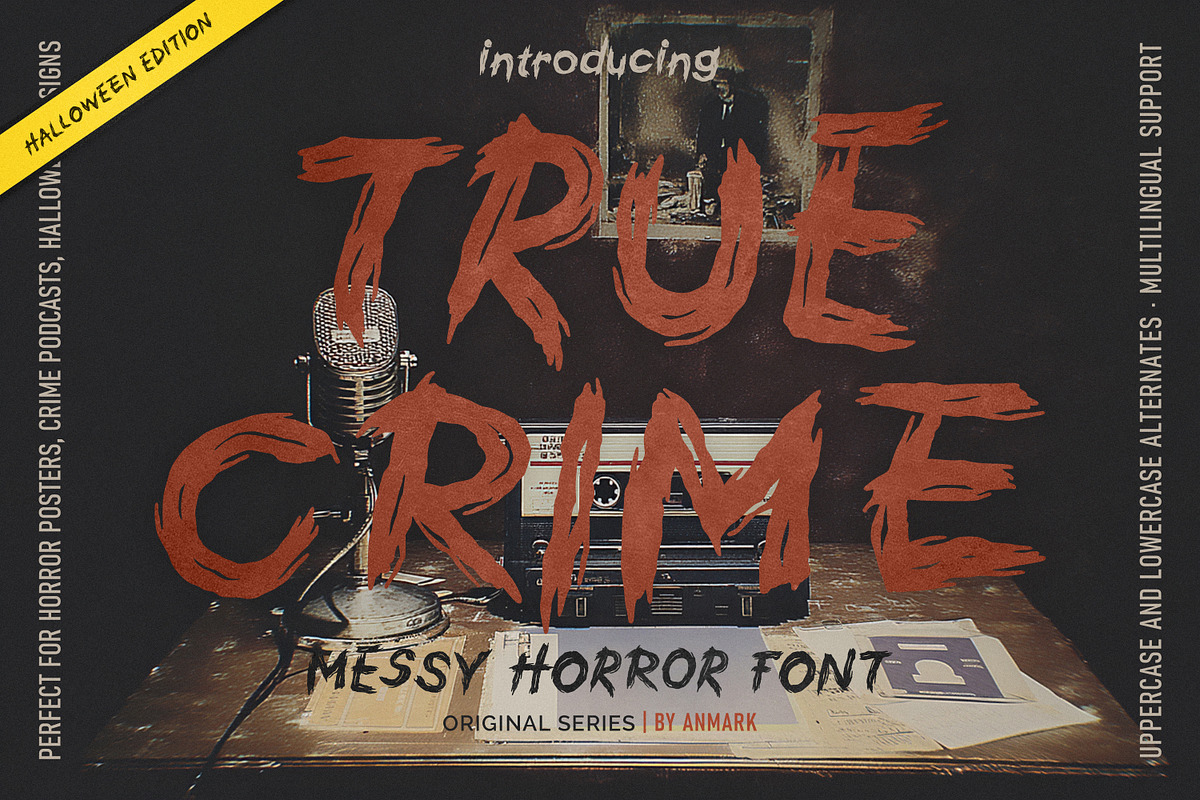True Crime Rough Messy Horror Font, a Handwritten Font by AnMark (Photo 1 of 11)