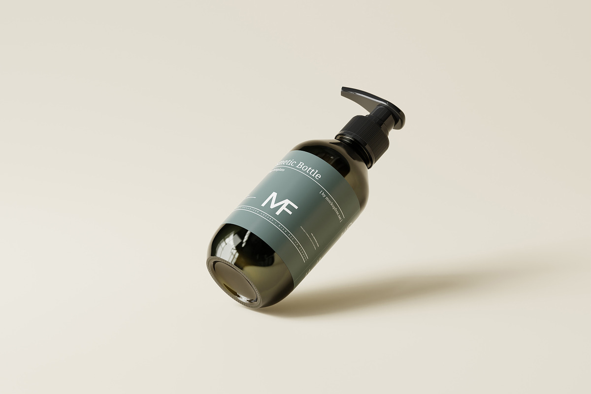 Dark Green Pump Bottle Mockups, a Packaging Mockup by MockupFree.Net (Photo 7 of 8)