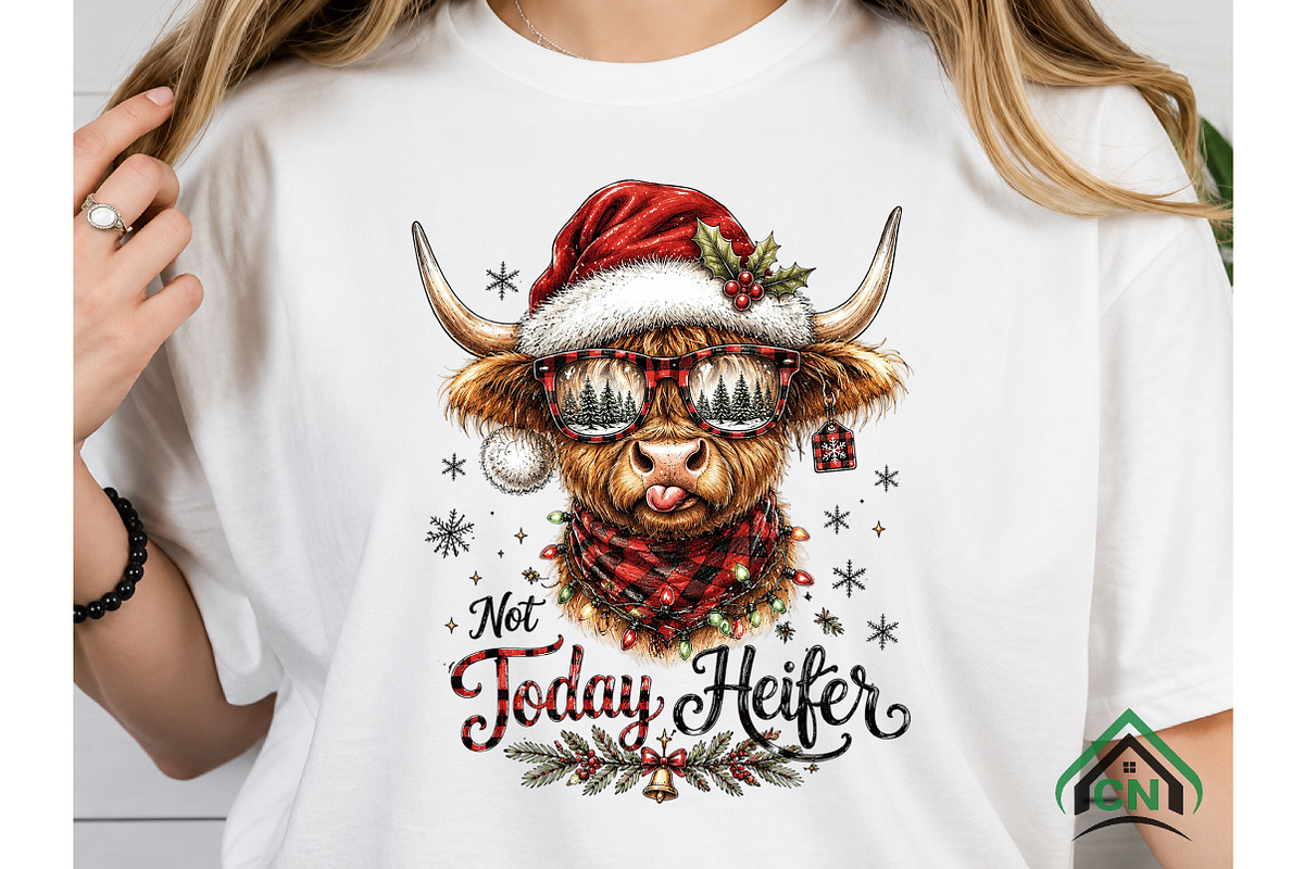 Cute Highland Cow Christmas PNG, a Seasonal Illustration by Craft Nest (Photo 4 of 6)