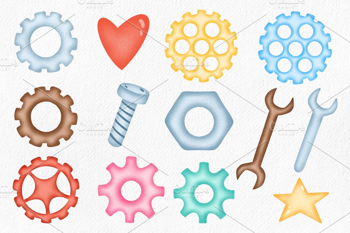 Cute Robots Clipart, a Technology Illustration by BonbonnyDesigns (Photo 3 of 4)