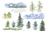 Trees & Mountains Watercolour, an Illustration by whiteheartdesign (Thumbnail 3 of 6)