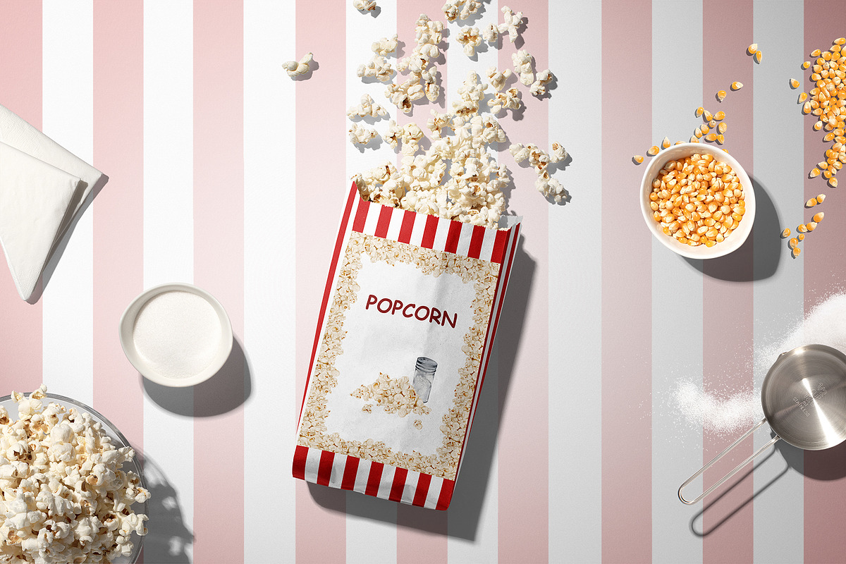 Popcorn watercolor clipart, a Food Illustration by Alena Sid (Photo 9 of 13)