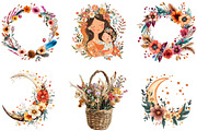 Boho Mother’s Day Clipart PNG Bundle, an Illustration by Designking (Thumbnail 3 of 5)